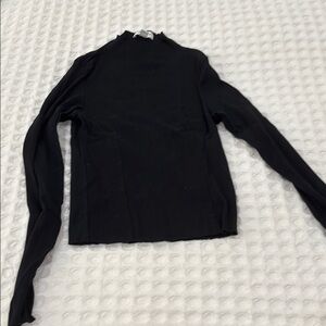Topshop Black Ribbed Fitted Long Sleeve Tee
